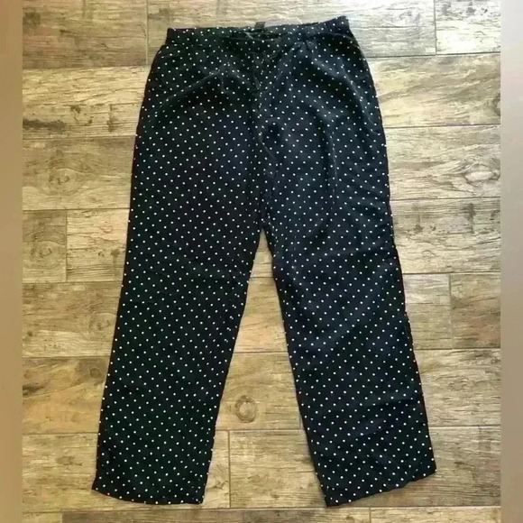 Forever 21 black with white polkadot straight leg loose pants Large - Picture 1 of 4